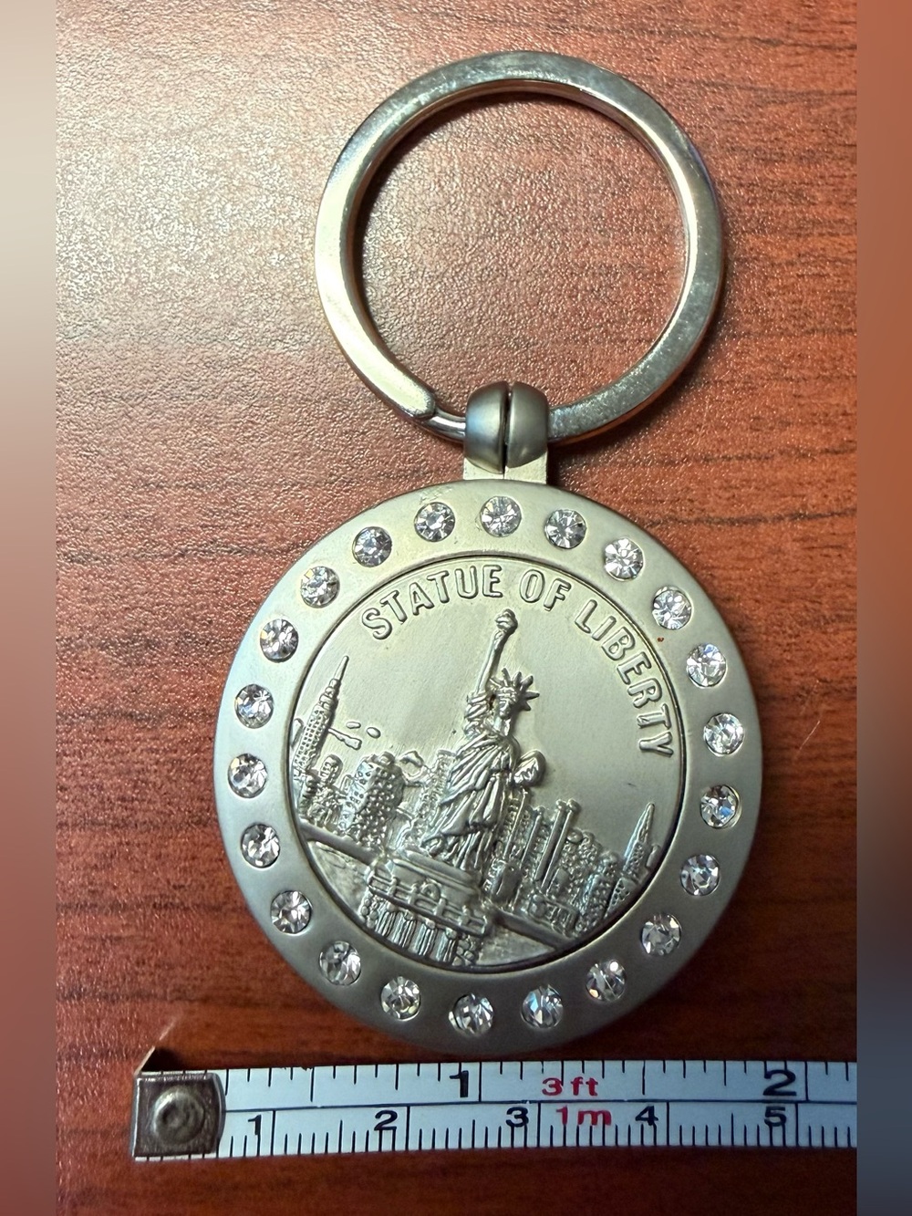 Statue of Liberty Silver-tone Rhinestone Keychain